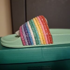 Lauren Lorraine Rainbow Glitter Sandals